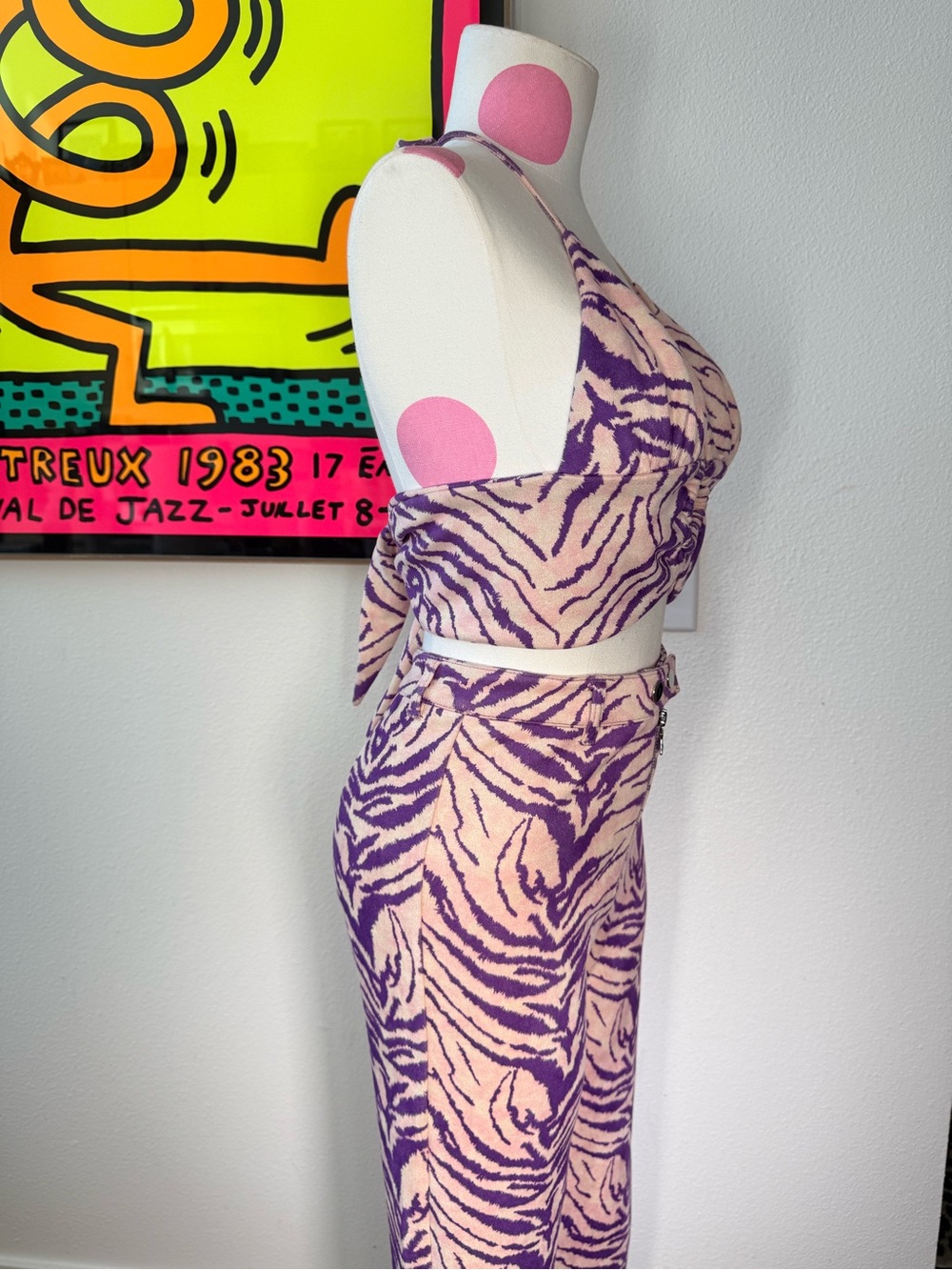 I.AM.GIA Kiki Purple Zebra Halter Top & Pants Set Size Small Pants Medium Top - Picture 6 of 15